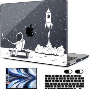 MEEgoodo Case for M4/M3/M2 MacBook Air 13.6 inch Case 2025 2024 2022, Fit Model A3240/A3113/A2681, Laptop Hard Shell with Keyboard Cover Compatible with MacBook Air 13 inch, Purple & Blue Butterflies