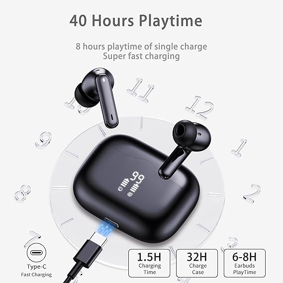 Wireless Earbuds, 2025 Bluetooth 5.4 Headphones in Ear with 4 ENC Noise Cancelling Mic, New Wireless Earphones HiFi Stereo Deep Bass 40H Playtime, LED, in-Ear Bluetooth Ear Buds IP7 Waterproof, USB-C - Image 7