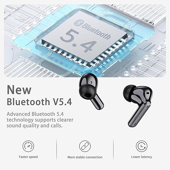 Wireless Earbuds, 2025 Bluetooth 5.4 Headphones in Ear with 4 ENC Noise Cancelling Mic, New Wireless Earphones HiFi Stereo Deep Bass 40H Playtime, LED, in-Ear Bluetooth Ear Buds IP7 Waterproof, USB-C - Image 2